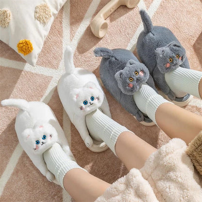 Cat fluffy slippers hotsell